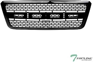 Topline Autopart Glossy Black Raptor Square Mesh Front Hood Bumper Grill Grille ABS