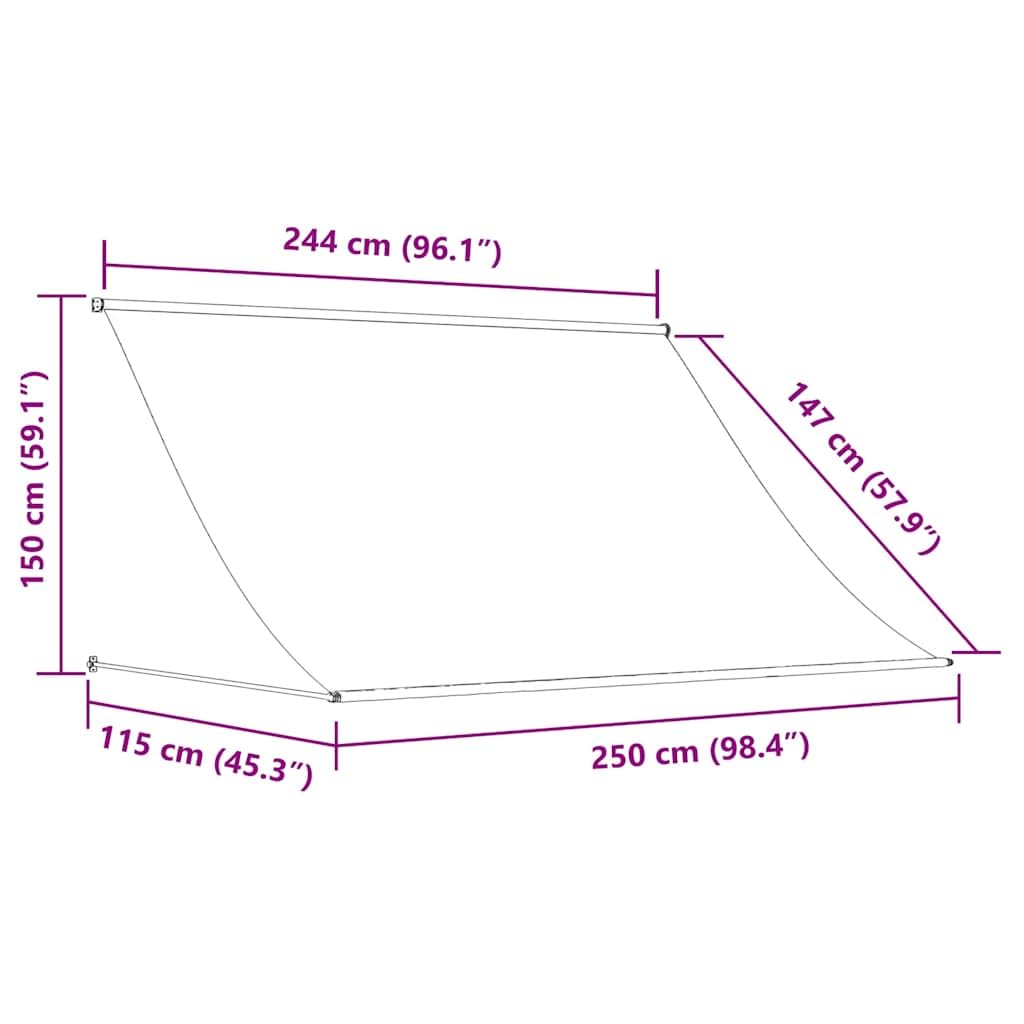 Markise einziehbar Anthrazit 250x150 cm - Manuelle Seilzug Außenmarkise aus Polyester-Stoff und robustem Stahl-Rahmen - Wandmarkise Sichtschutz für Terrasse Balkon Garten Veranda