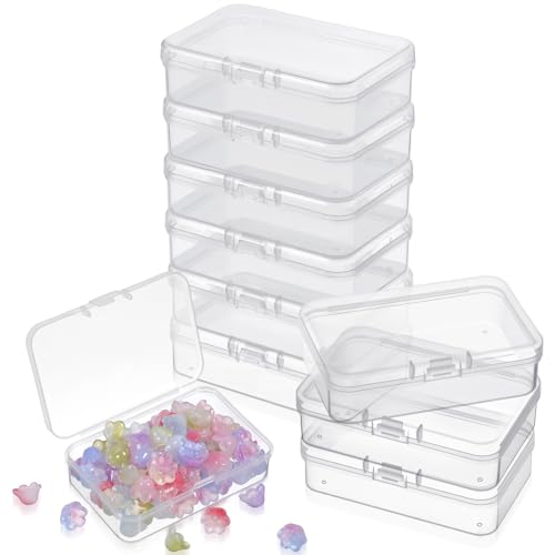 Exircy 10 Stück kleine Kunststoffboxen, Kleine Aufbewahrungsbox Mini-Aufbewahrungsbehälter aus Transparentem Kunststoff mit Deckel Plastikbox 7,5 x 5 x 2...