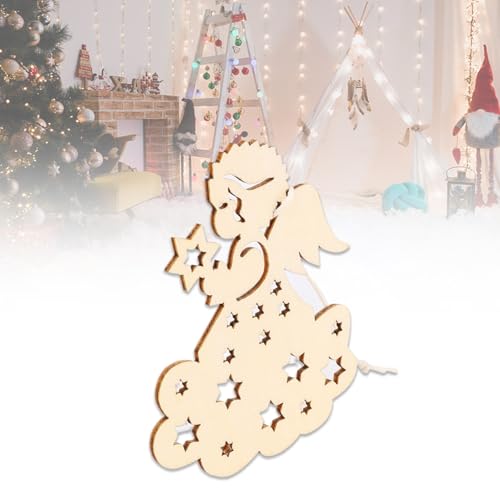 50 colgantes de madera de Navidad para pintar adornos de madera de Navidad, adornos de madera para árbol de Navidad para el árbol del hogar