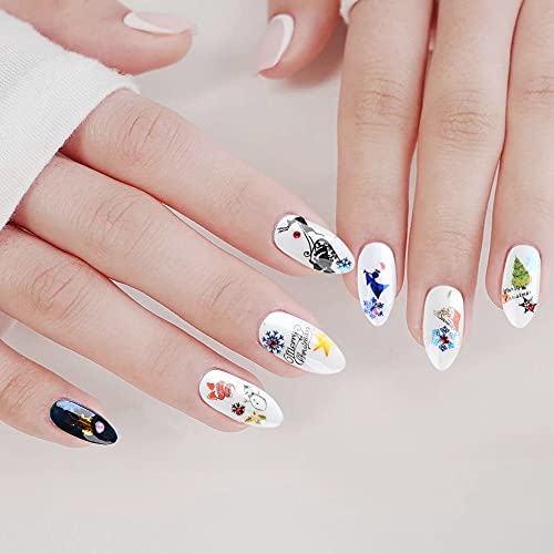 JMEOWIO 3D Nagelsticker Weihnachten, 12 Blätter Selbstklebend Nagel Sticker Schneeflocke Elch Nail Art Decals Design DIY… – Bild 8