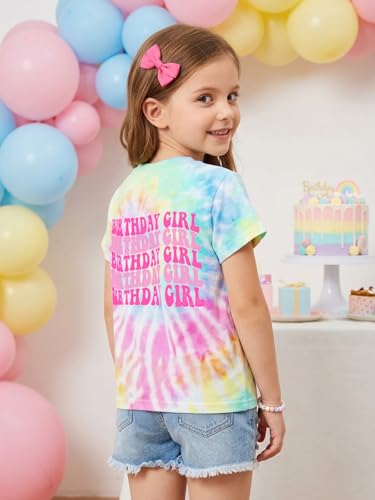 Image of YHHR Birthday Girl Shirt Tie Dye Girls Birthday Shirts 7-14 Year Kids Tops