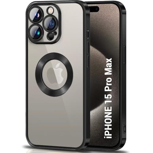 Image of TheGiftKart TPU Luxurious Chrome-Plated Back Cover Case For Iphone 15 Pro Max|Camera&Screen Protection|Shockproof Design|Stylish Transparent Back Cover Case For Iphone 15 Pro Max(Black Bumper)