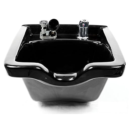 Pro Hair Tools Salon Barber Porcelain Wall Mounted Square Shampoo Bowl in (Black) + Free Cape Co. Cutting Cape ($29 Value)
