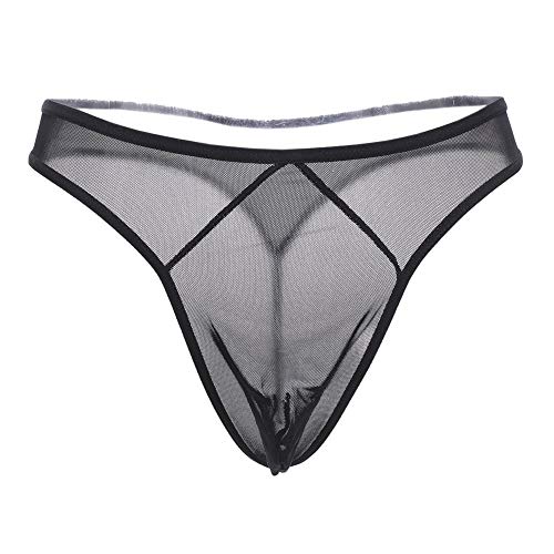 Openg Hommes Creux de Strings Hommes Érotique Culottes Respirant Culottes Couture Respirant Sexy Lingerie pour Hommes Stretch Couverture Hipster Mémoires Black Cover