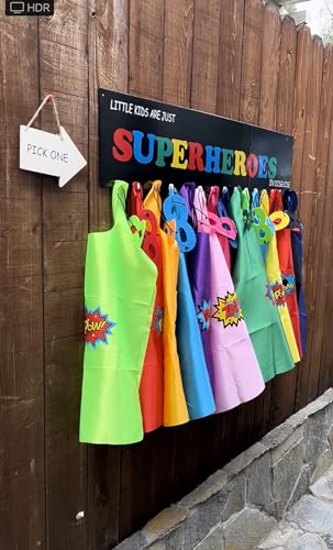Superhero Capes and Masks for Kids Boys Girls 24 sets with Stickers Decoration for Super hero themed Birthday Party or Class Activity4