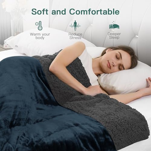 Image of Homestan Sherpa Fleece AC Blanket for Winter, Double 88x90 inch | Navy & Grey, All Season Comforter, Reversible 400 GSM Quilt, No Filling, Soft & Warm Throw, Breathable