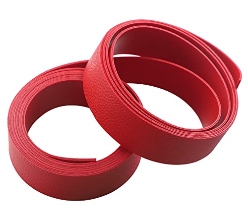 Yopiter Double Sided Leather Strap 1 Inch Wide 100 Inches Long, Smooth Leather Belt Strips Very Suitable For Pet Collars, Traction Ropes, Leather Watch Straps Diy Craft Projects (Red) #TOP2