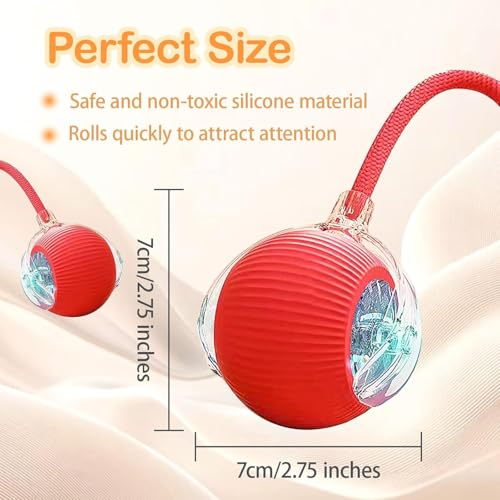 Image of Interactive Cat Toy - Cat Toys for Indoor Cats Smart Silicone Rolling Ball with Tail,Bird Sound, Motion Activated,Kitten Puzzle Toys for Bored Indoor Adult Cats & Dogs (1-Pcs )
