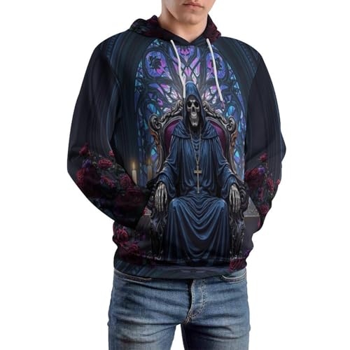 Vitrail médiéval noir pull ample d'exception au design gothique travaillé