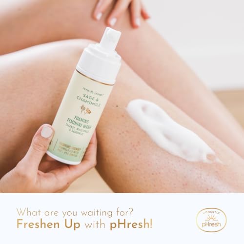 Image of Honestly pHresh Foaming Feminine Wash for Women - pH Balanced Natural Intimate Cleanser with Prebiotics & Probiotics. Vegan, Sensitive Skin Safe. Made In USA - Rose & Bergamot Scent, 5 oz