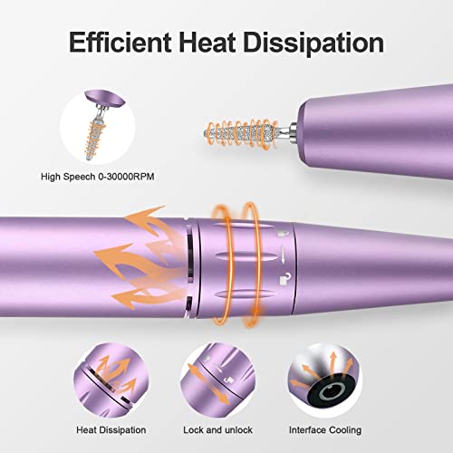 Portable Nail Drill Kit Rechargeable 30000 Rpm Electric Professional Cordless Efile Nail Drill Machine Set For Acrylic Nails, Polishing, Manicure Pedicure Tool #TOP4