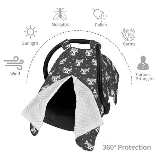 Image of Cartoon Raccoon Baby Car Seat Canopy Nursing Cover for Newborn Car Seat Breastfeeding Covers Blanket Newborn Shower Gift