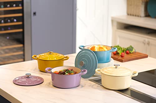 Rj Legend Cast Iron Pot, Enameled Dutch Oven With Lid, Easy To Clean, Heat Retention, 1.9 Quart, With Loop Handles, Mustard Yellow #TOP4