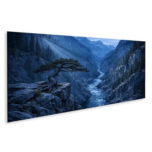 Toile rivière sauvage et montagnes pour salon moderne format panorama nature