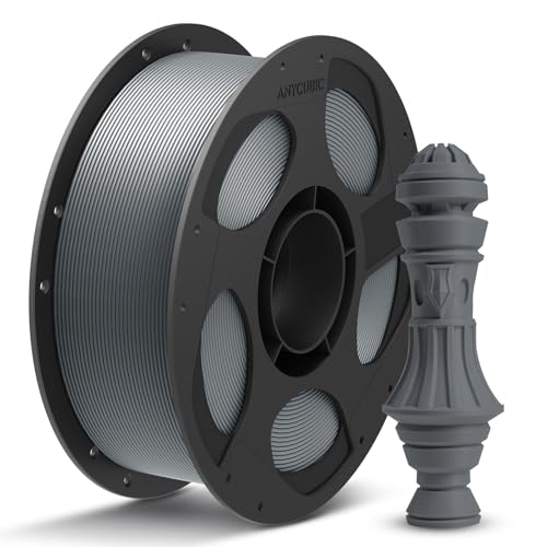 ANYCUBIC PLA Plus (PLA+) 3D Printer Filament 1.75mm, High Toughness 3D Printing Filament, Dimensional Accuracy +/- 0.02mm, Print with Most FDM 3D Printers, 1KG Reusable Spool, Texture Gray