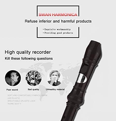 Descant Recorder 8-Hole Soprano Kids Music Flute With Cleaning Rod And Case Bag For School Student (Black)