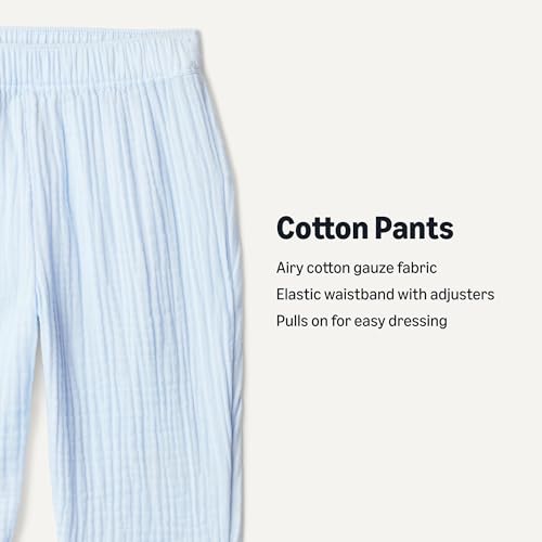 Amazon Essentials x Sofia Grainge Unisex Toddlers' Cotton Gauze Adjustable Pants, Light Blue, 4T - image 2