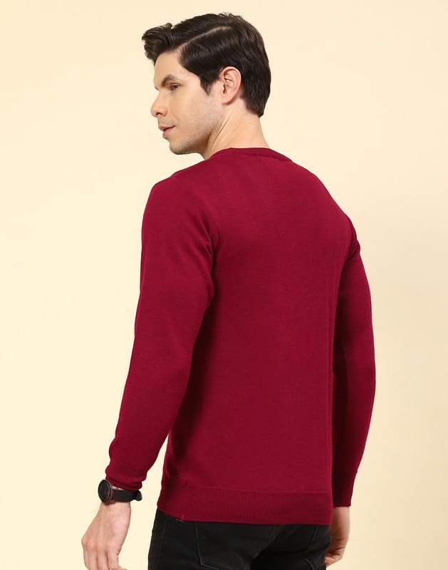 Image of Monte Carlo Shell Solid V Neck Pullover | Warm Woolen Pullover for Men | Soft Comfortable Knitted Winter Wear Sweater for Men's