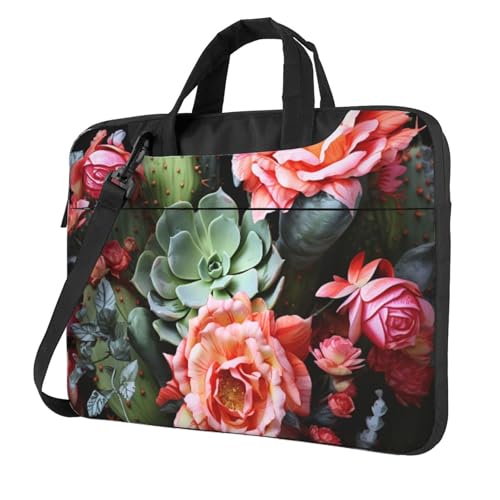 Bolso Maletín para Laptop con Flores y Cactus 14 pulgadas miniatura 1