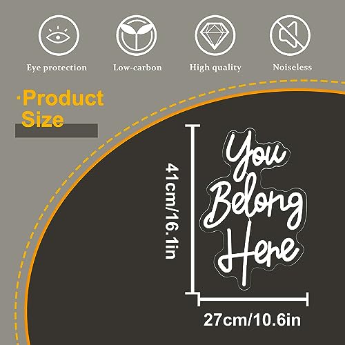 Image of Allball You Belong Here Neon Signs for Wall Decor, Motivational Neon Sign Inspirational Quote Neon Light LED Classroom Decor, for Bedroom Salon Bar Home Wall Decor Classroom Decor Party(16.1 *10.6In)