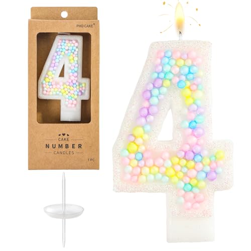 PHD CAKE Number 4 Macaron Birthday Candles, Macaron Themed Number Candles, Cake Number Candles, Party Celebration