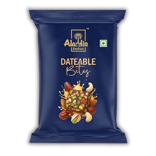 Image of Aladdin Dates Dateable Bites 20g | Dry Fruit Bites | Made with Pure Ghee, Honey, Pista, Cashew & Almonds | No Added Sugar | Healthy Nutty Energy Snack | Gluten-Free & Preservative-Free