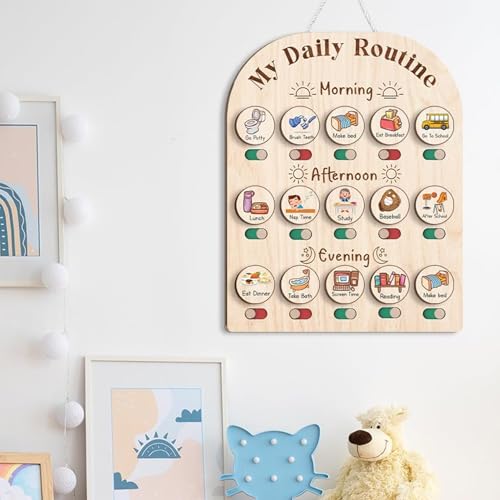 Tableau de routine en bois pour tout-petits avec finitions soignées et design durable - 5