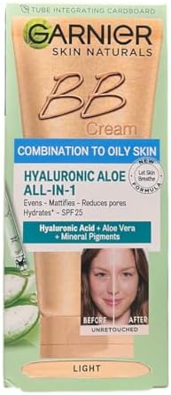 Garnier Skin Naturals Combination to Oily Hyaluronic Aloe All-in-1 BB Light Cream, 50ml