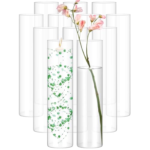 12 Pack Glass Cylinder Vases 14 Inch Tall Clear Flower