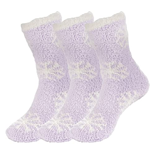 Calcetines de copo de nieve suaves y cálidos color Lovely Lavender pack de 3 pares para invierno