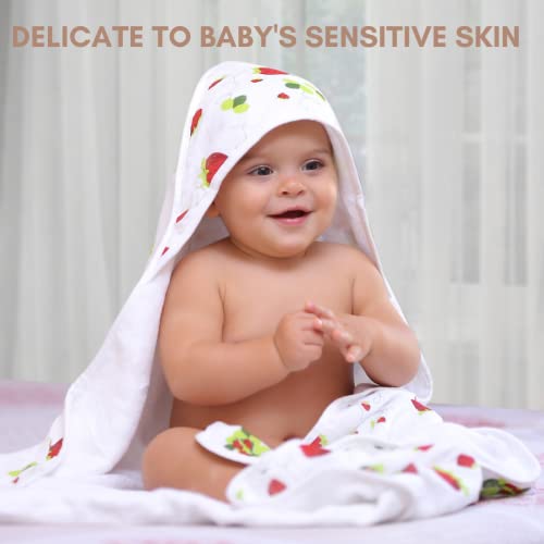 Kloudbambu Bamboo Hooded Baby Towel, Super Soft To Sensitive Skin, Ultra Absorbent, For Newborn, Infant, Toddler Girls And Boys, Strawberry Print… #TOP3