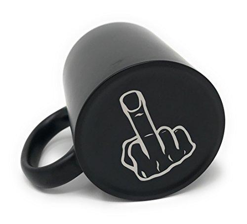 Laser Tattoo - Sag es ohne Worte - Die Kaffeetasse mit dem Mittelfinger auf der Unterseite (Schwarz / Weiss) Cover
