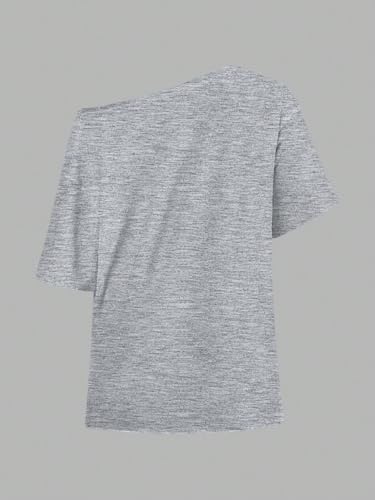 Image of SXV STYLE Casual Minimalist Lip Print Off-Shoulder Loose Short Sleeve T-Shirt
