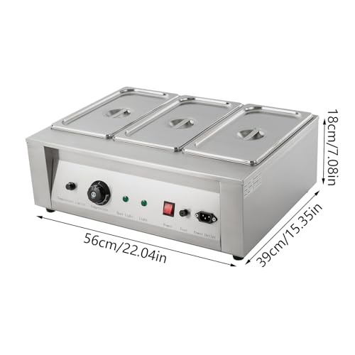 3 Tanks Chocolate Melting Pot, Chocolate Melter Temp Control from 32°F to 176°F, Stainless Steel Electric Commercial Food Warmer for Chocolate/Milk/Cream Melting and Heating