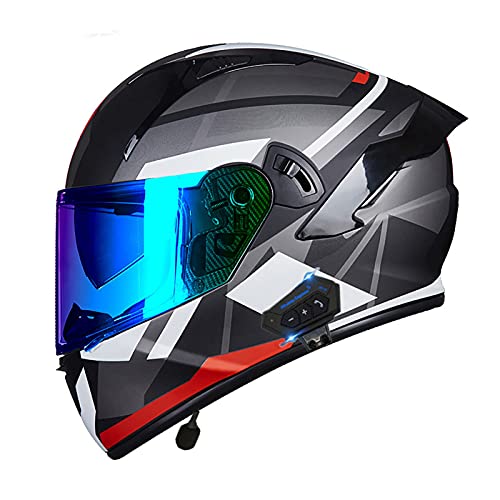 Casque de moto bluetooth résistant au vent taille XXL avec double visière