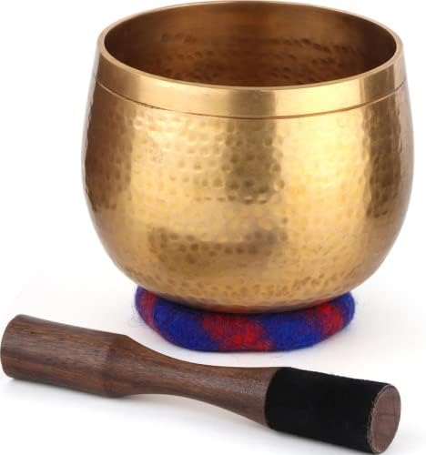 Relaehih Large Tibetan Singing Bowls Set-100% Hand-hammered in Nepal Sound Bowl for Meditation, Yoga, Chakra, Meditation Accessories, Unique Gifts for Women, Men (5.5 inch)