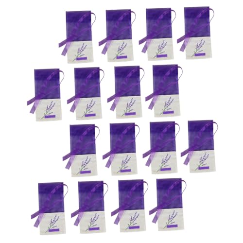 Angoily 1 Set 15pcs Herbal Sachet Bag Lavender Pouches Eucalyptus Garland Clear Potpourri Purple Cotton