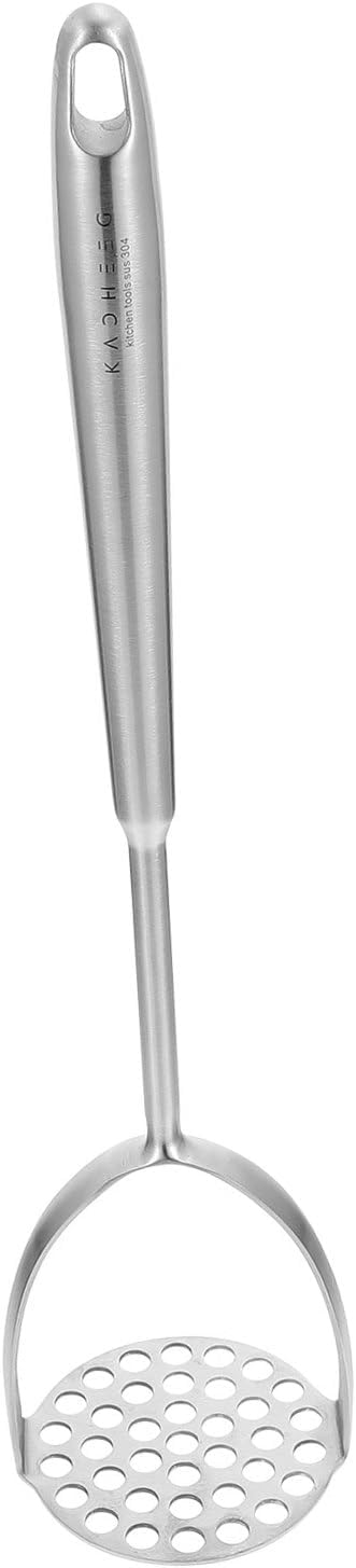 GARVALON Manual Potato Masher and Vegetable Masher Stainless Steel with Long Handle Kitchen Crusher for Home Cooking and Food Preparation