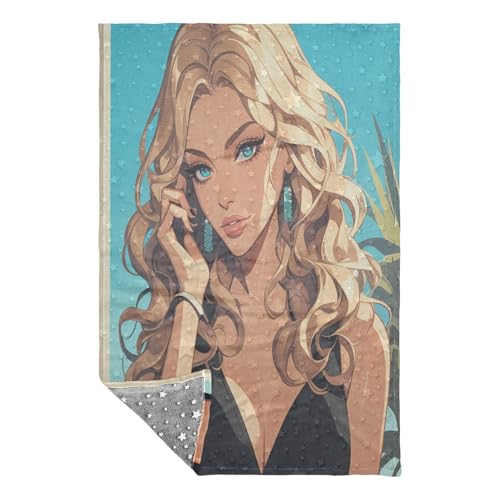 Manta para mujer con diseño de dibujos animados para sofá 3