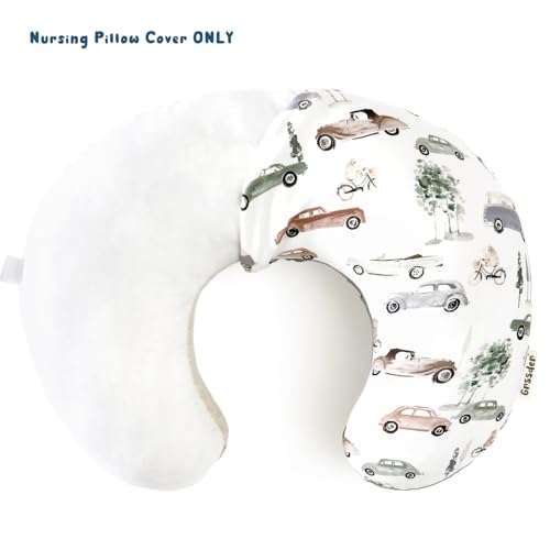 Image of GRSSDER Nursing Pillow Cover Stretchy Minky Removable Nursing Covers for Breastfeeding Pillows, Ultra Soft Comfortable Slipcover for Boy and Girls