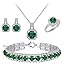 Silver Plated Emeraald Green Cubic Zirconia