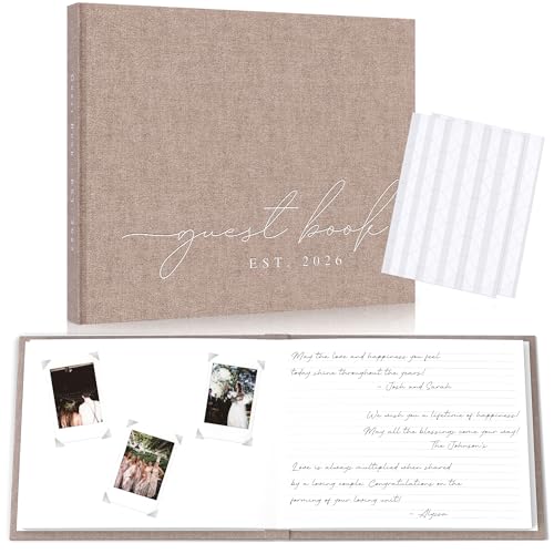 Wedding Guest Book With Personalized 2026 Year - Linen Photo