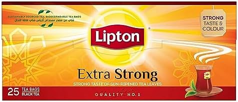 Lipton Extra Strong Black Tea, 25 Bags, Rich and Robust Flavor, Sustainably Sourced