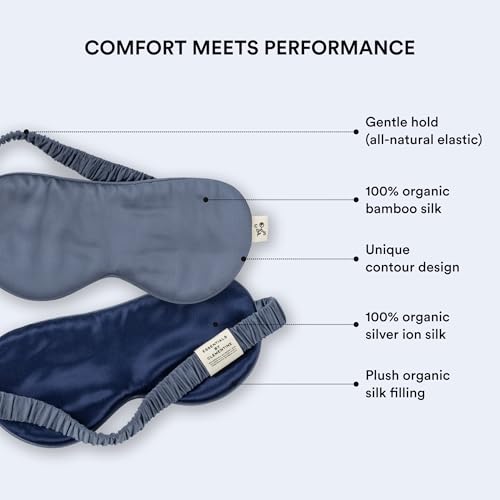 Essentials Organic Blue Lagoon Sleep Mask | Oversized Contoured Eye Mask with Bamboo and Silver Ion Silk for Sensitive Skin and Restful Sleep - Image 6