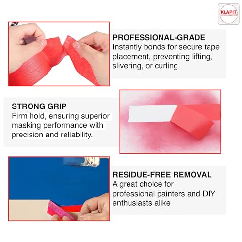 Image of KLAPiT Waterproof Masking Tape - 1 Inch X 50m Painters Tape, Paper Tape, Washi Tape, Red Tape for Painting, Home Office, Industrial Use, Extreme Conditions, Multi-Purpose Tape (6 pc Pack)