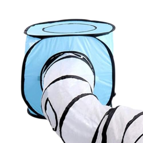 Túnel de gato en forma de S de poliéster azul GATHINESS juego interactivo 4