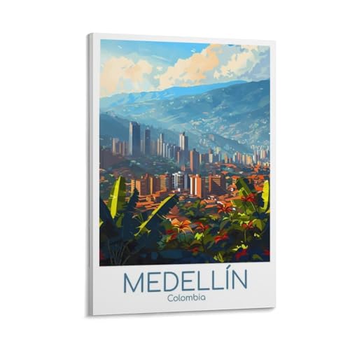 Medellin Travel Poster Canvas Wall Art 12x18in