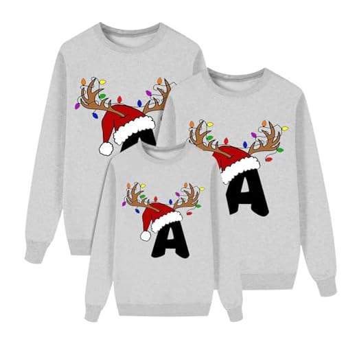 Genérico Sudaderas Navidad Familia Jersey Punto para Hombre Mujer Y Niños Jersey Navideñas Familiares Jerseys de Navidad para Parejas para el Invierno Sudadera Navideña Gris Familiar Mujer