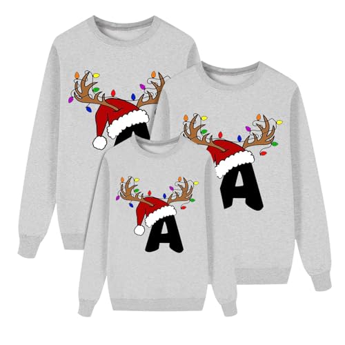 Sudadera Navideña Gris Familiar Sudaderas Navidad Familia Jerseys de Navidad para Parejas para el Invierno Jersey Punto para Hombre Mujer Y Niños Jersey Navideñas Familiares Mujer
